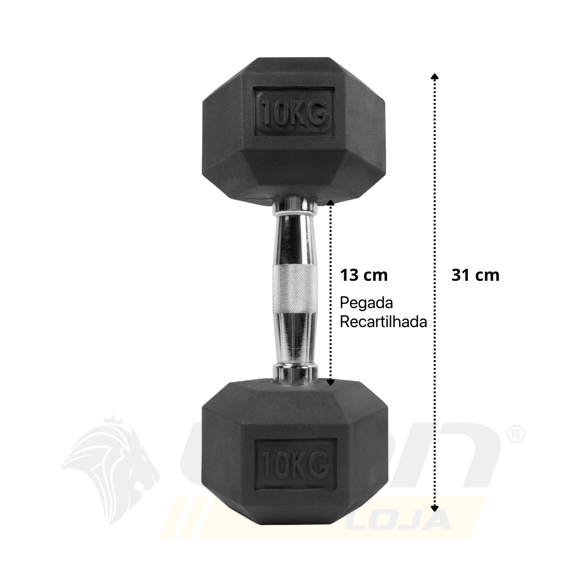 Par de Halteres Lion Sextavado 10kg Aço Cromado