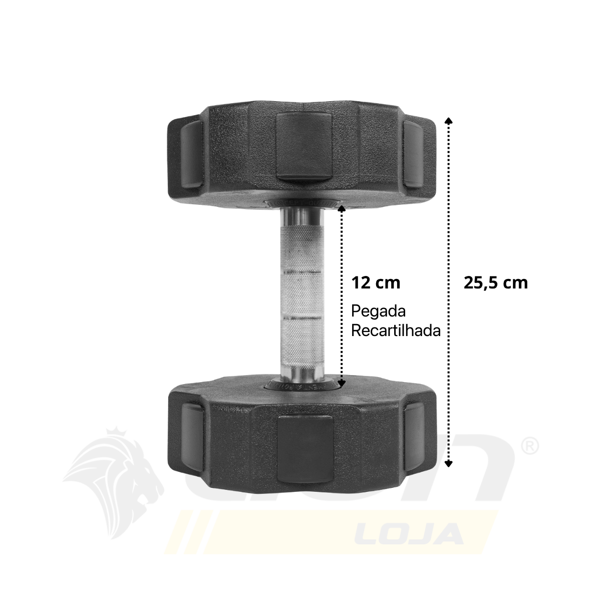Jogo de Dumbbells 12 a 30kg Lion Monobloco Injetado