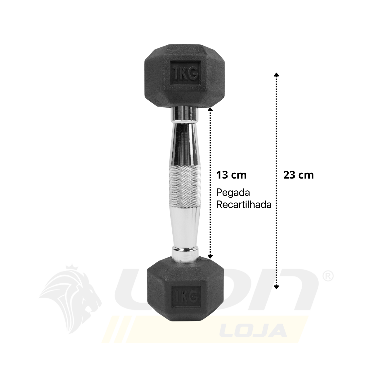 Par de Halteres Lion Sextavado 1kg Aço Cromado