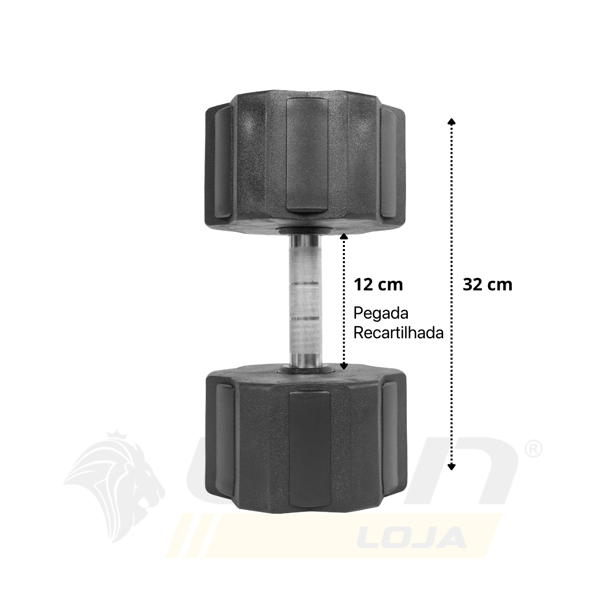 Par de Dumbbells 22kg Lion Monobloco Injetado