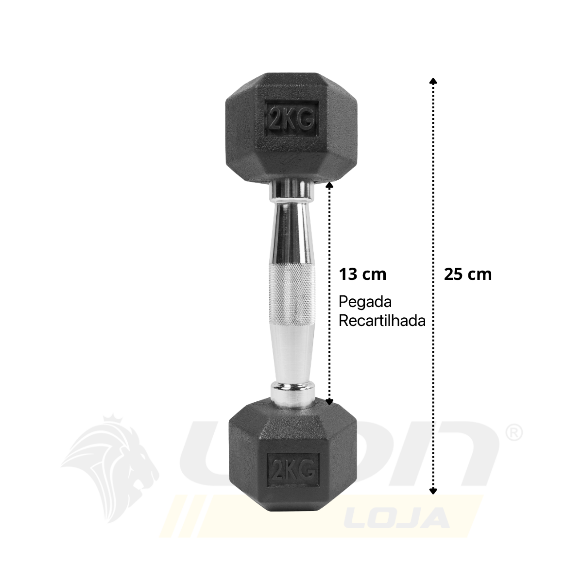 Par de Halteres Lion Sextavado 2kg Aço Cromado