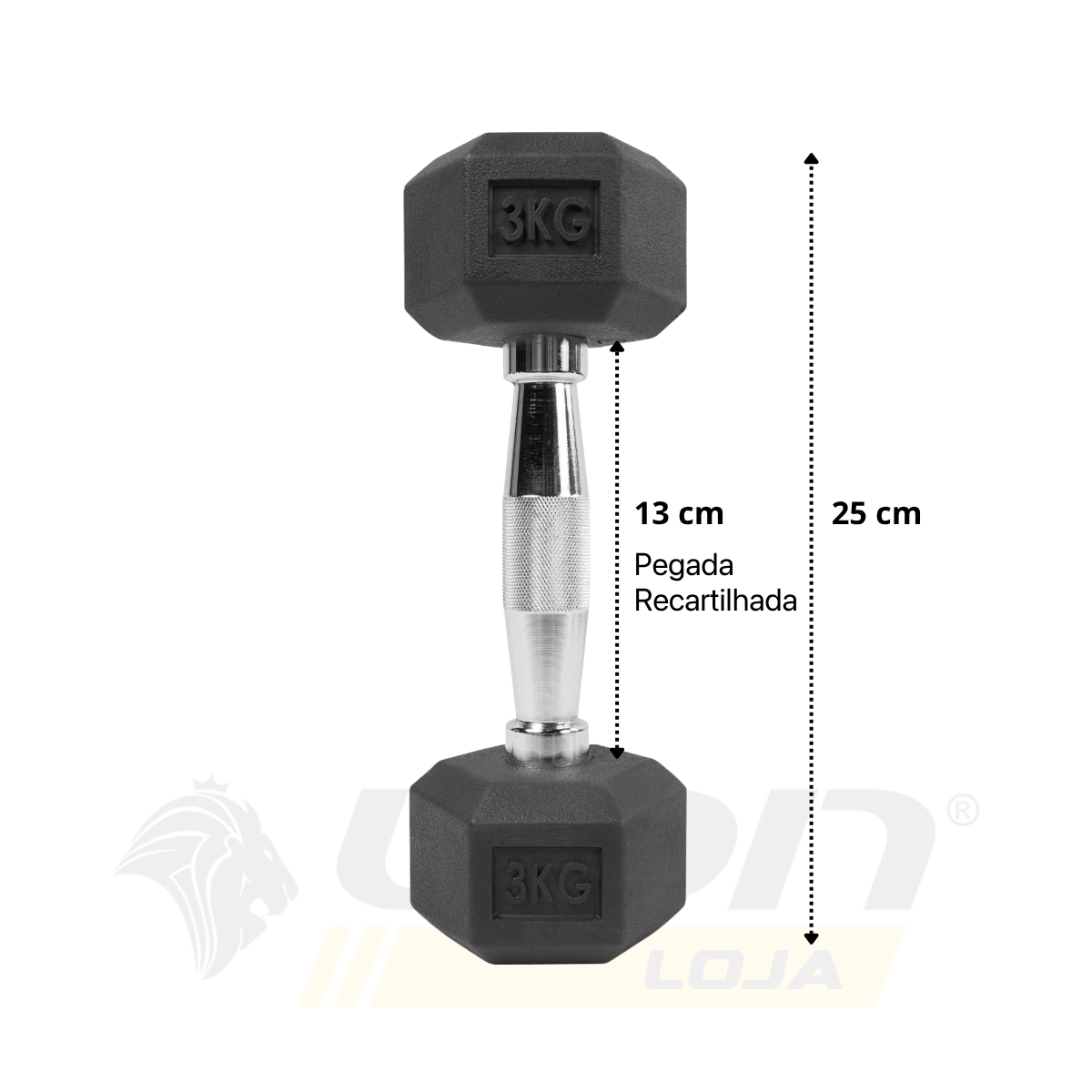 Par de Halteres Lion Sextavado 3kg Aço Cromado