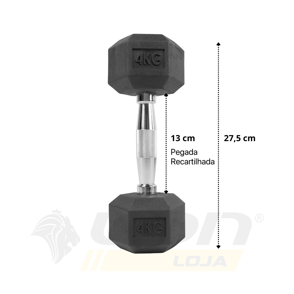 Par de Halteres Lion Sextavado 4kg Aço Cromado