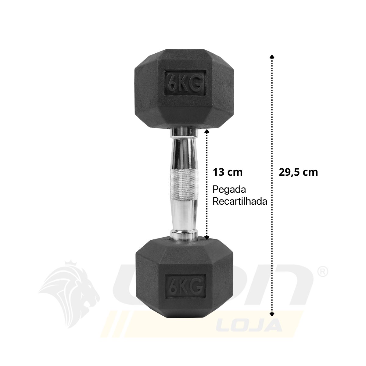 Par de Halteres Lion Sextavado 6kg Aço Cromado