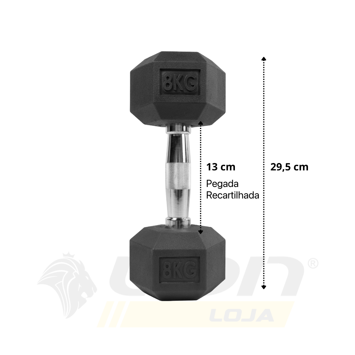 Jogo Halter Lion Sextavado 1 a 10 Kg Aço Cromado
