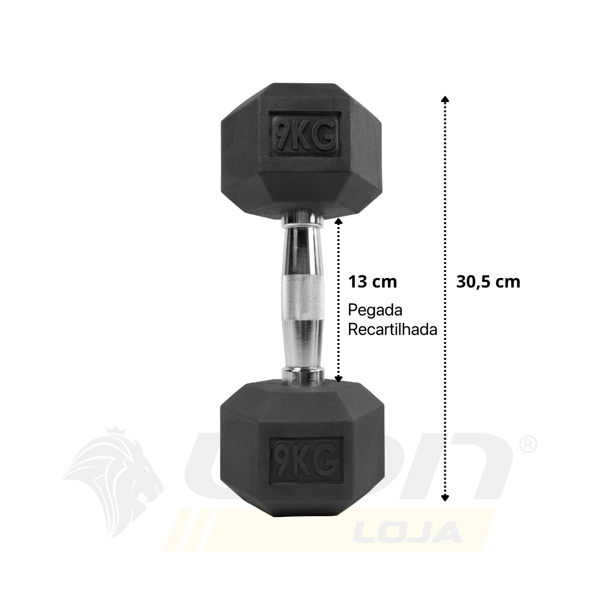 Par de Halteres Lion Sextavado 9kg Aço Cromado