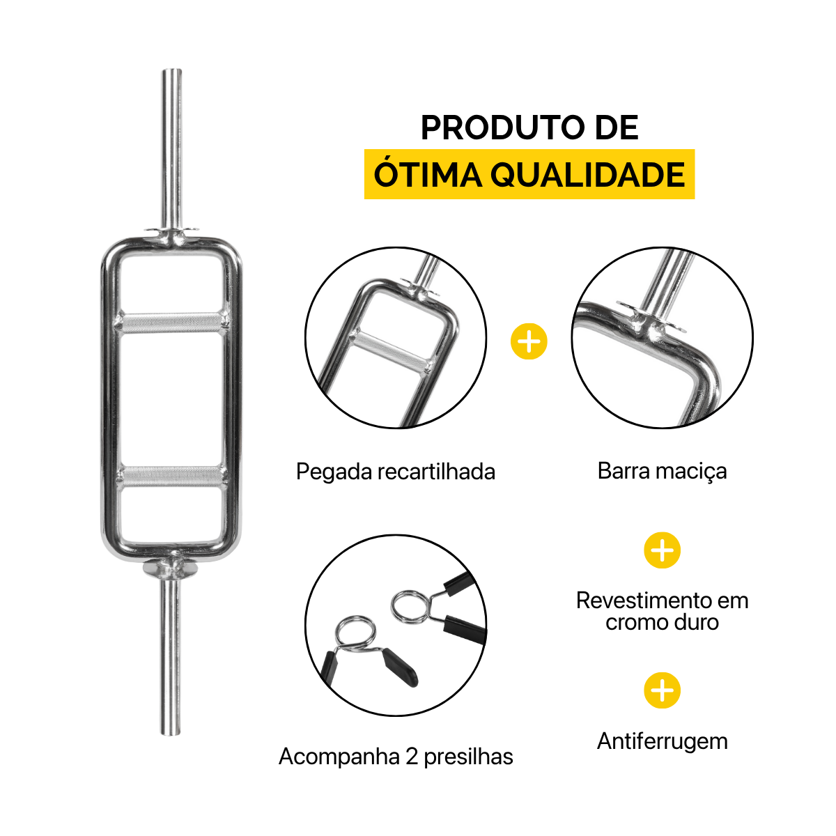 Barra H Maciça Para Anilhas com Presilhas