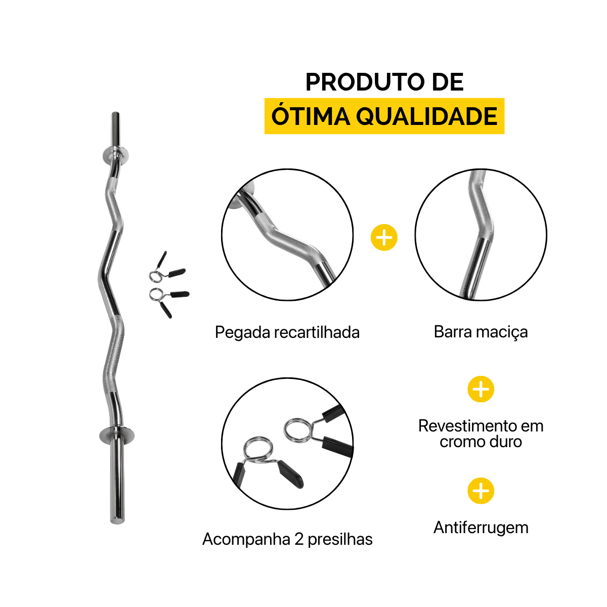 Barra W Maciça Para Anilhas Com Presilhas