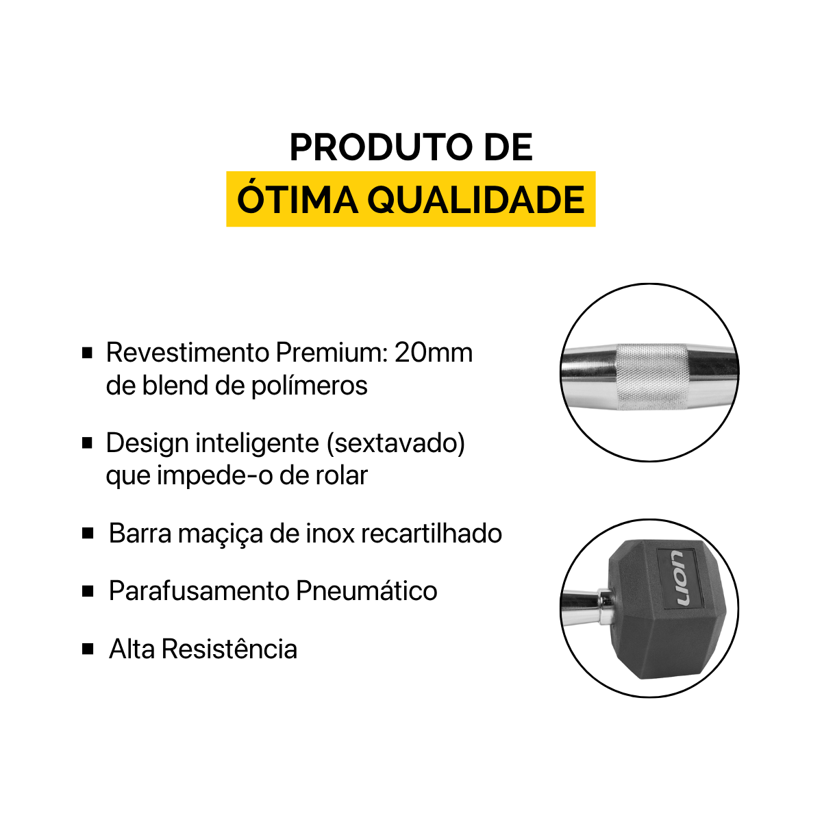 Par de Halteres Lion Sextavado 1kg Aço Cromado
