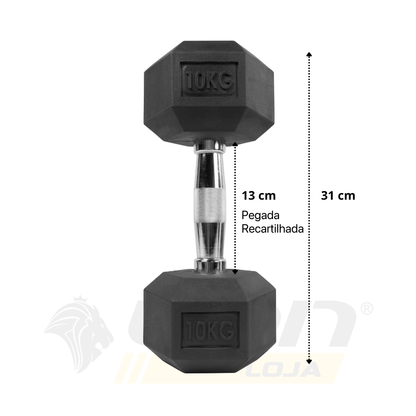Par de Halteres Lion Sextavado 10kg Aço Cromado