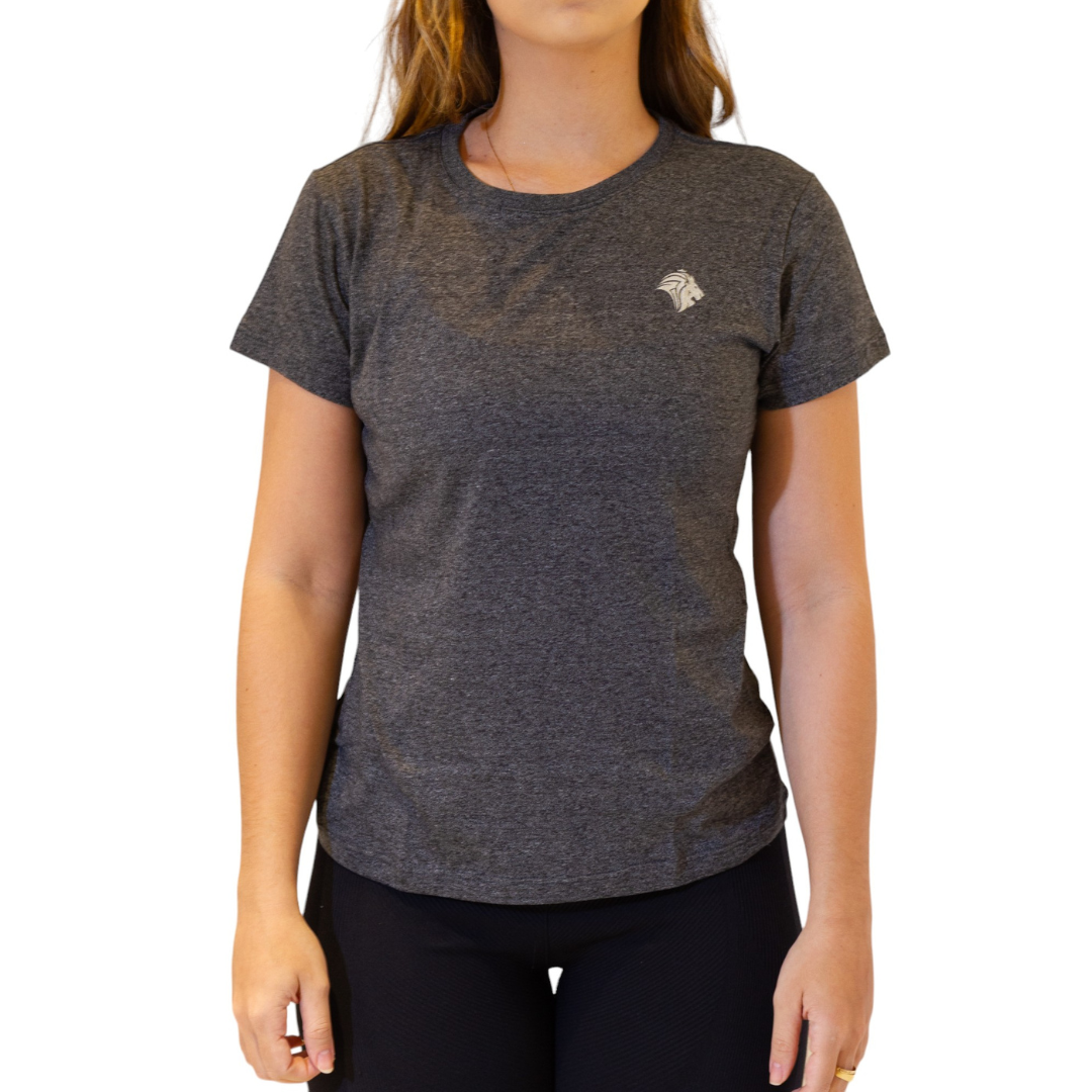 Camiseta Lion Feminina Malha Esportiva Cinza