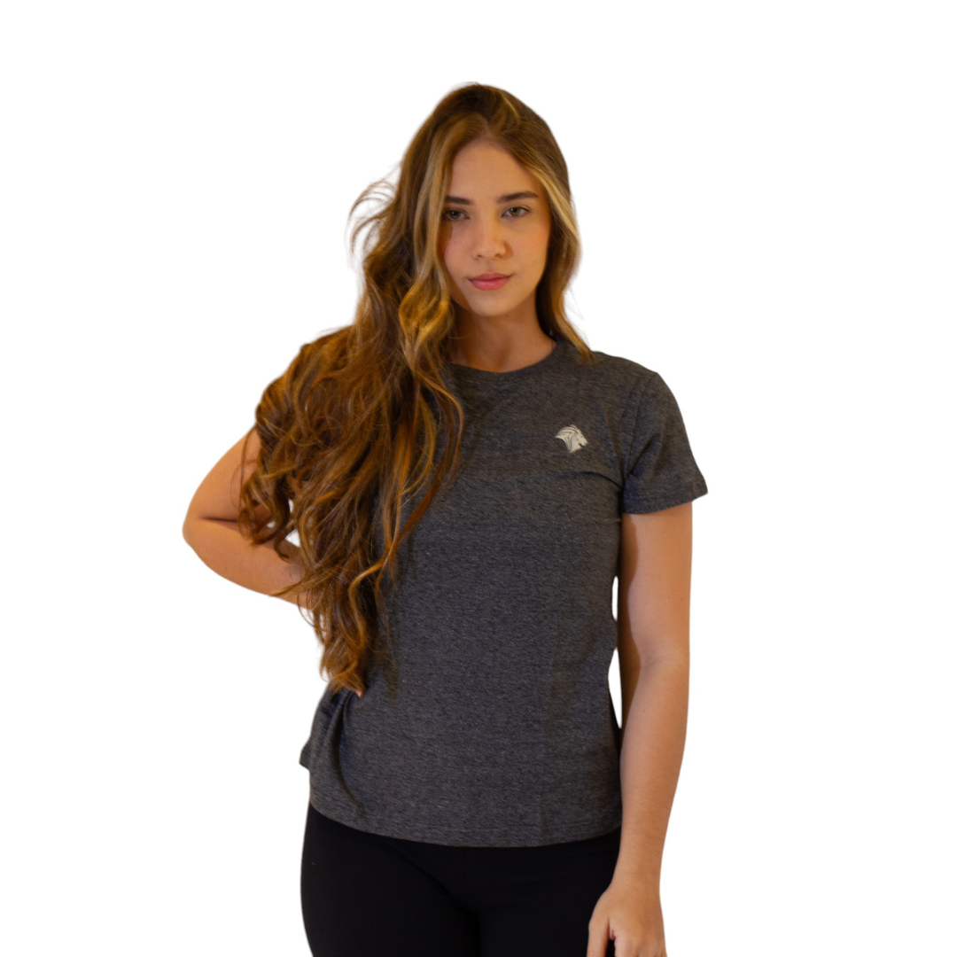 Camiseta Lion Feminina Malha Esportiva Cinza