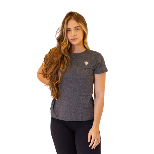 Camiseta Lion Feminina Malha Esportiva Cinza