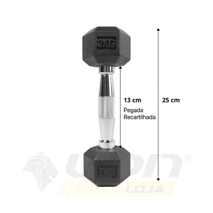 Par de Halteres Lion Sextavado 2kg Aço Cromado