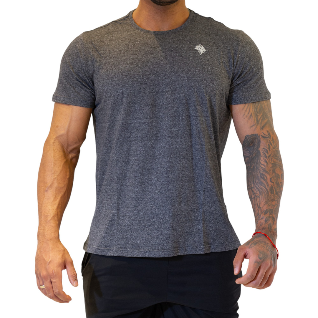 Camiseta Lion Masculina Malha Esportiva Cinza