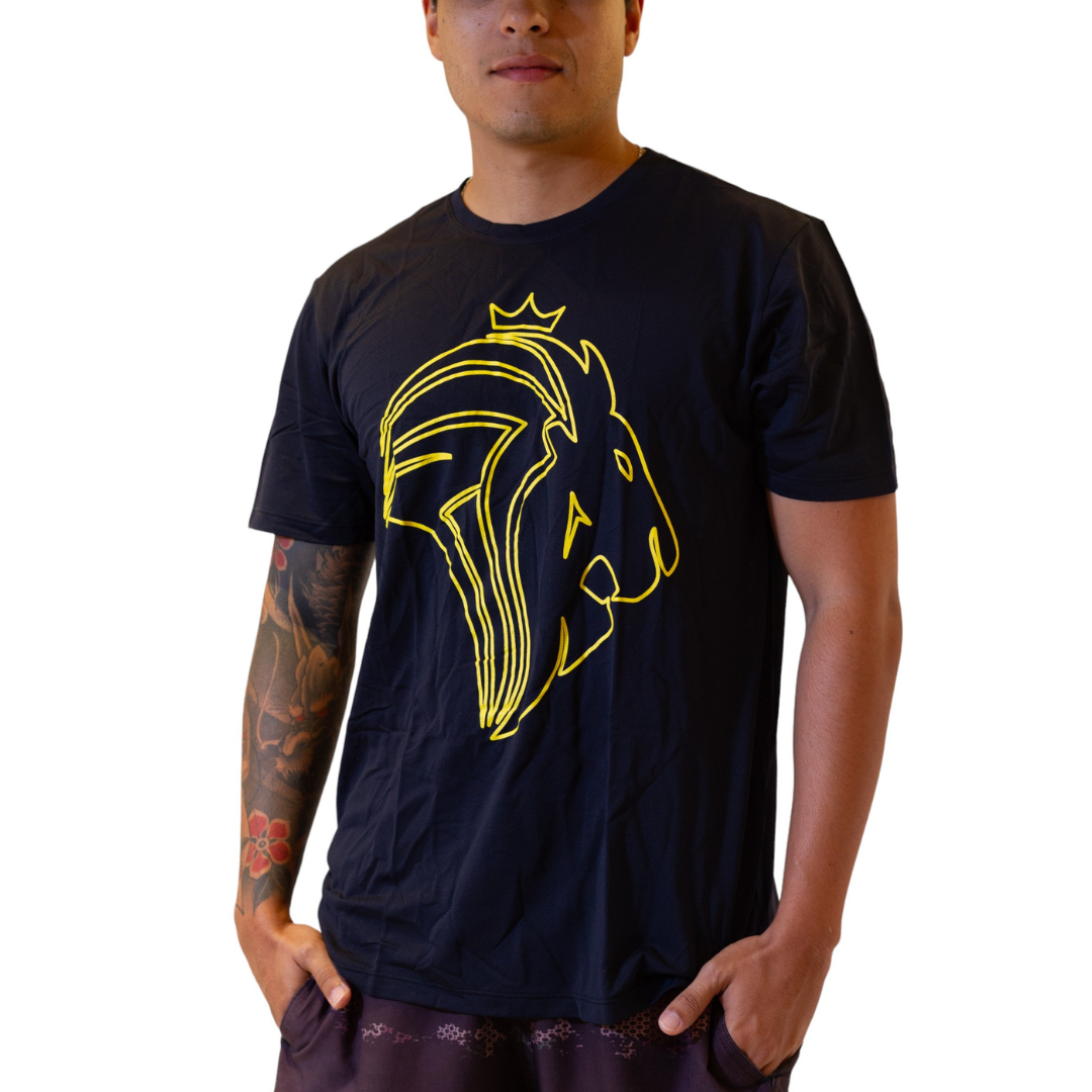 Camiseta Lion Brand Masculina DryFit Estampa Amarela