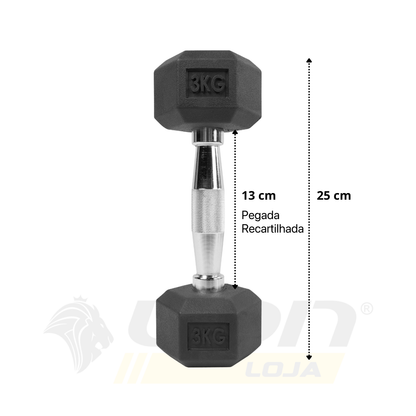 Par de Halteres Lion Sextavado 3kg Aço Cromado