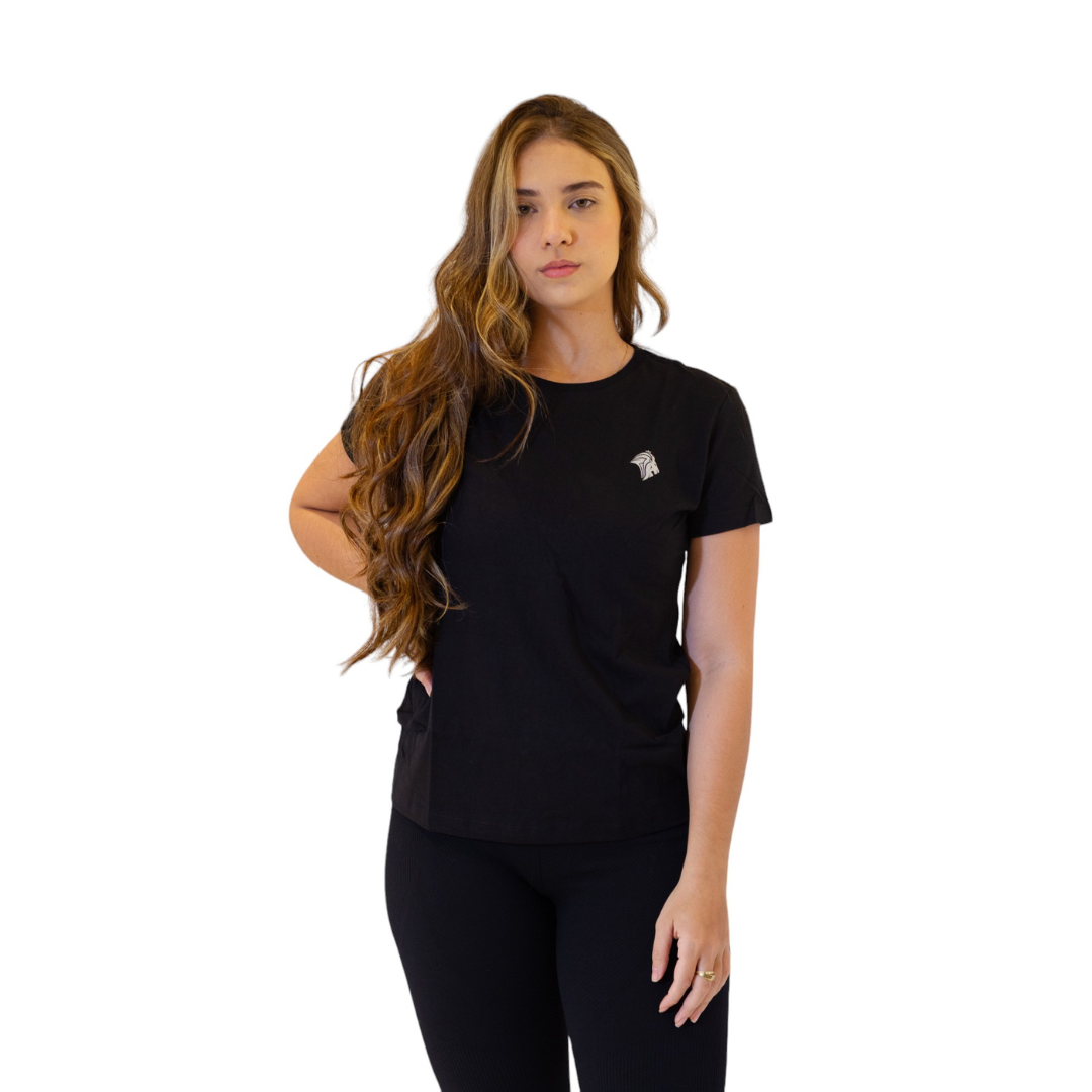 Camiseta Lion Feminina Malha Esportiva Preta