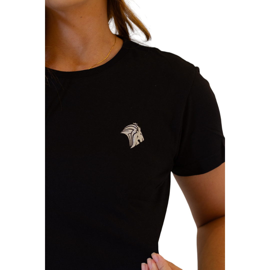 Camiseta Lion Feminina Malha Esportiva Preta